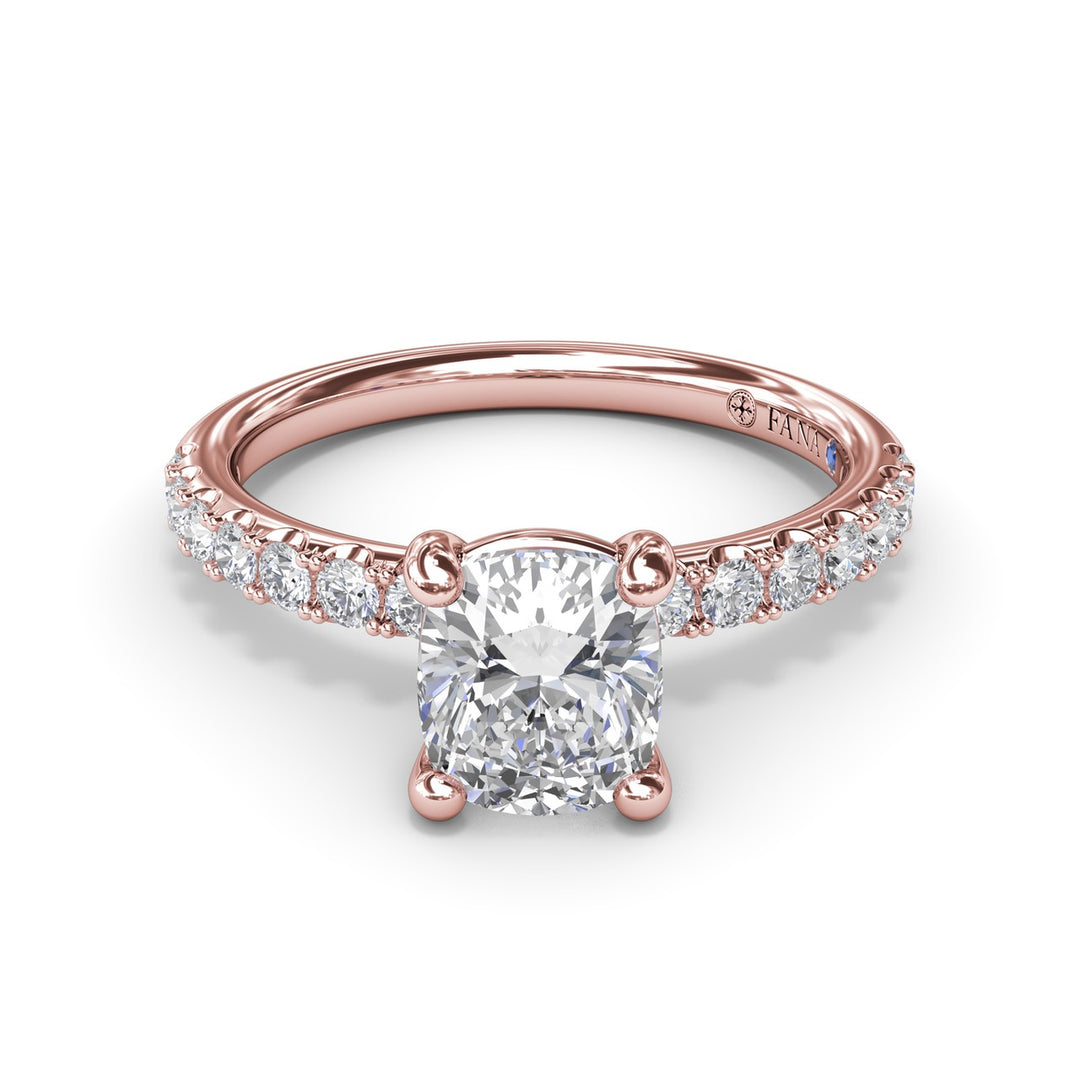 Classic Pave Cushion Cut Engagement Ring