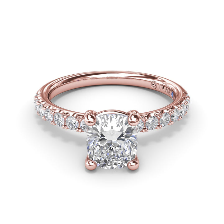 Classic Pave Cushion Cut Engagement Ring