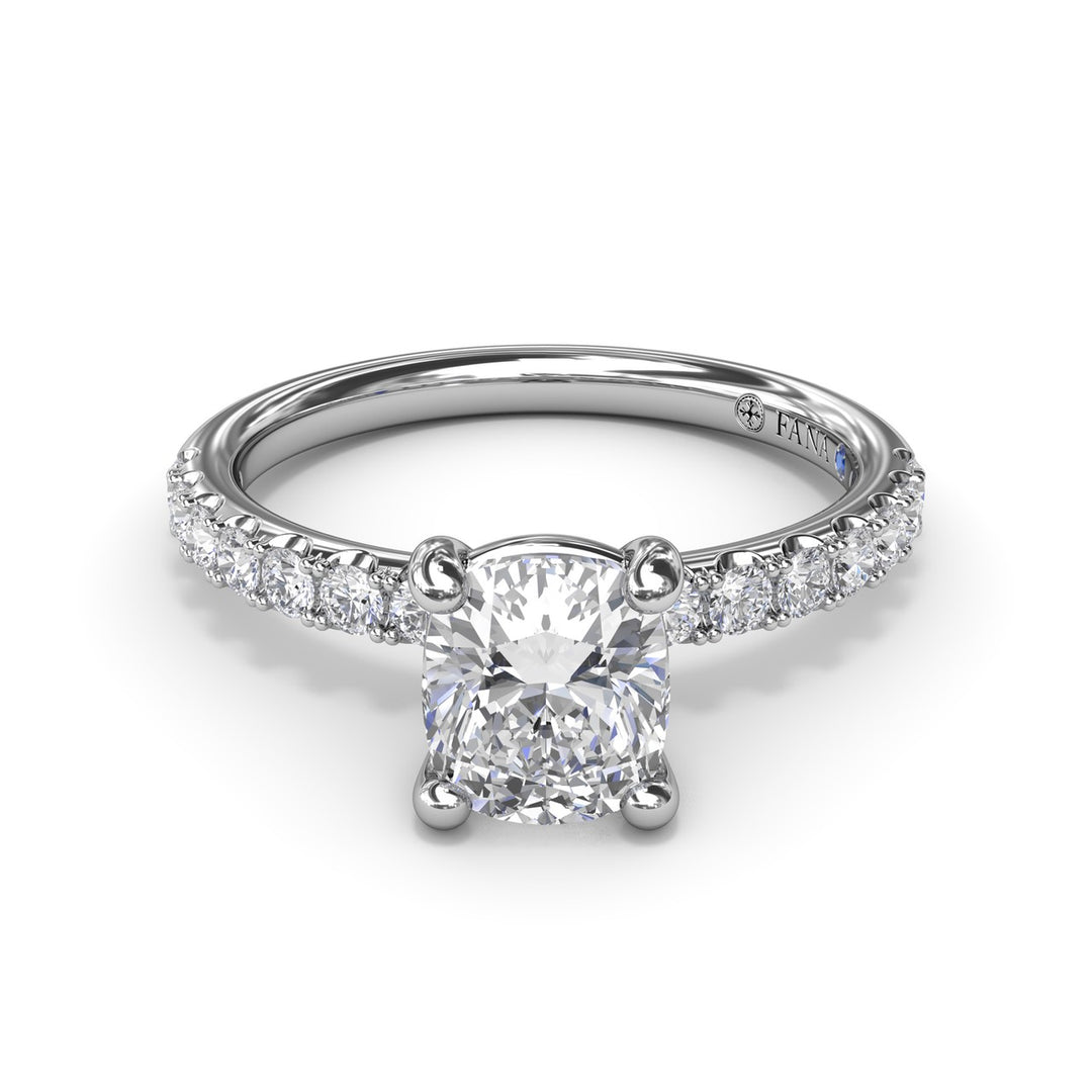 Classic Pave Cushion Cut Engagement Ring