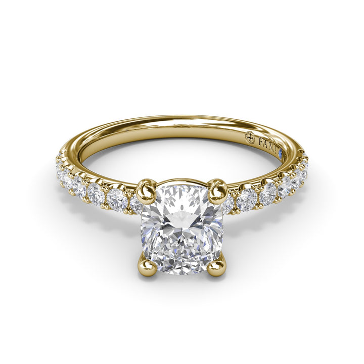 Classic Pave Cushion Cut Engagement Ring