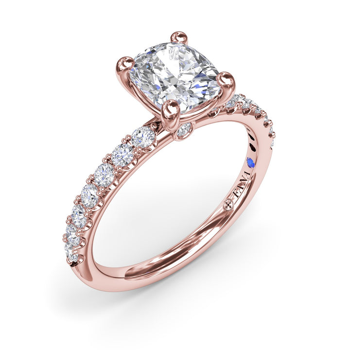Classic Pave Cushion Cut Engagement Ring