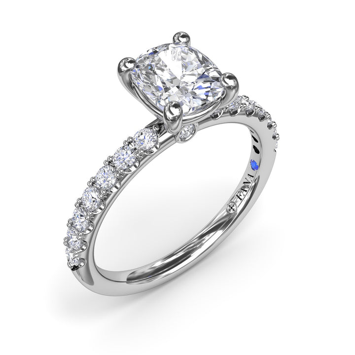 Classic Pave Cushion Cut Engagement Ring