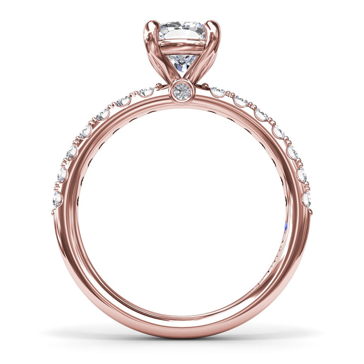 Classic Pave Cushion Cut Engagement Ring