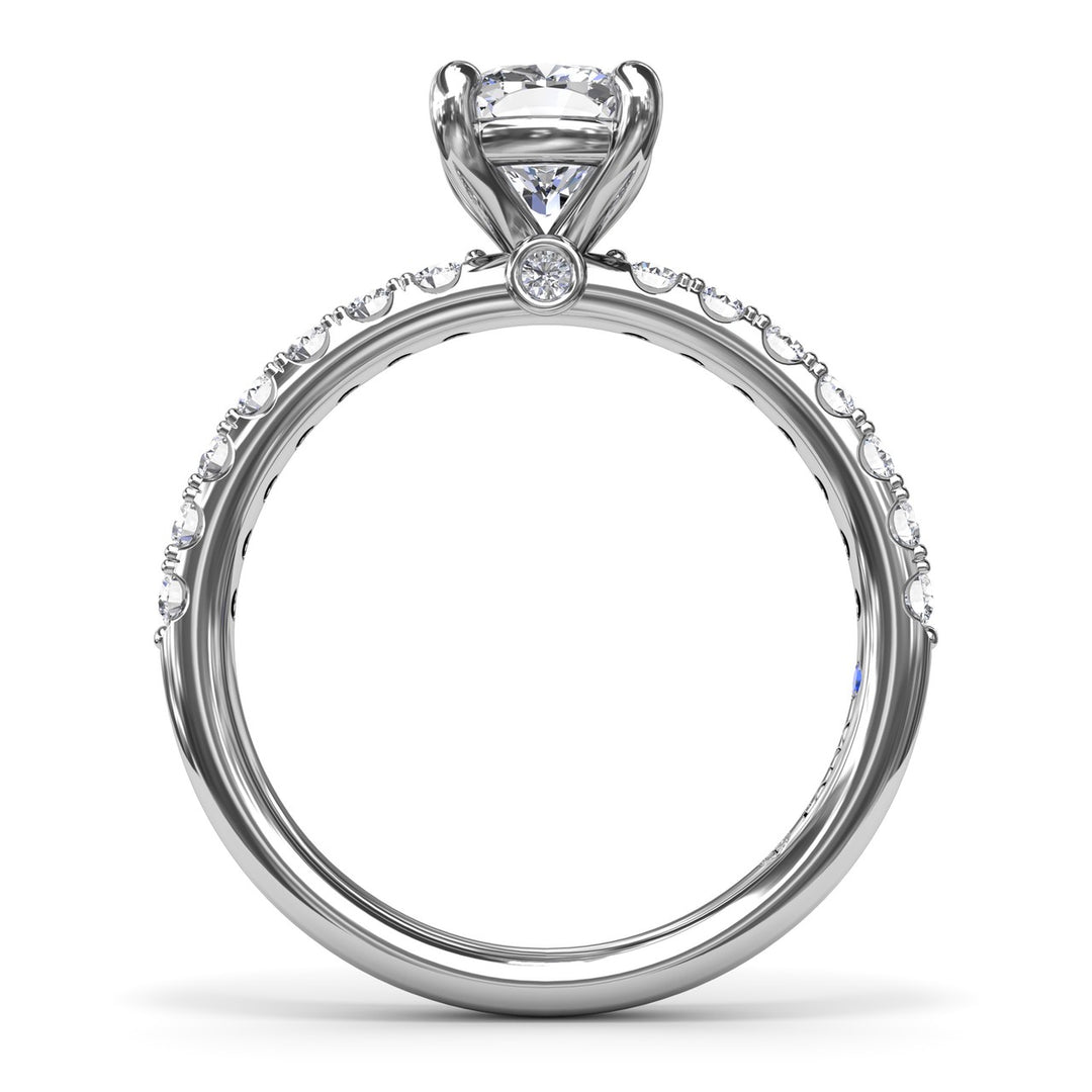 Classic Pave Cushion Cut Engagement Ring