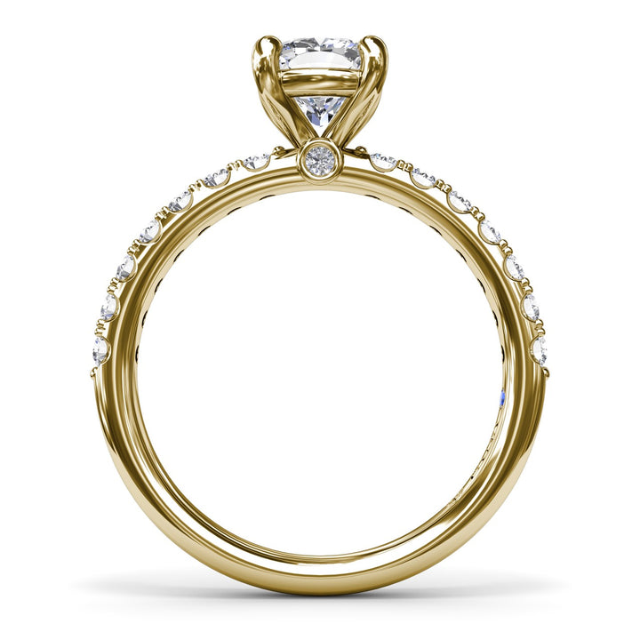 Classic Pave Cushion Cut Engagement Ring