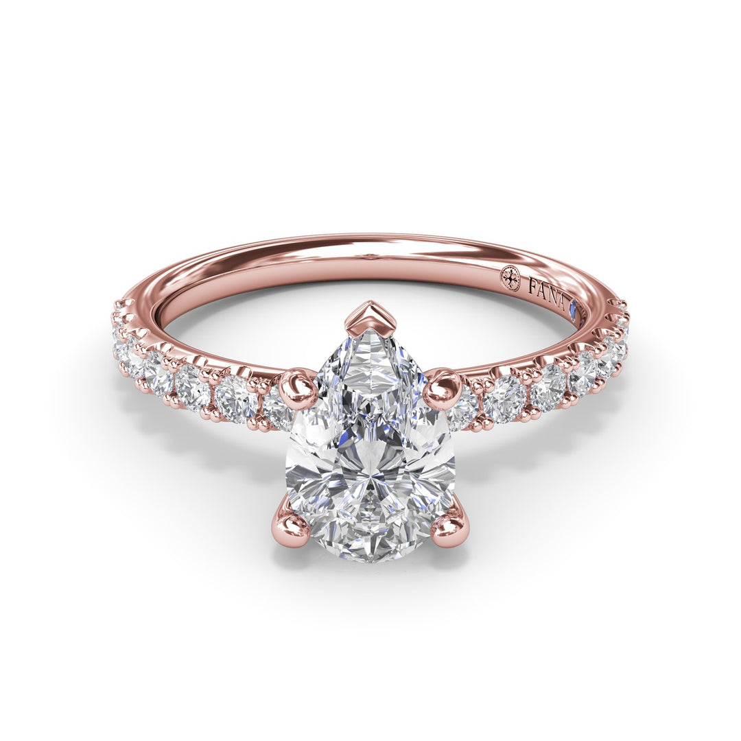 Classic Pave Pear Cut Engagement Ring