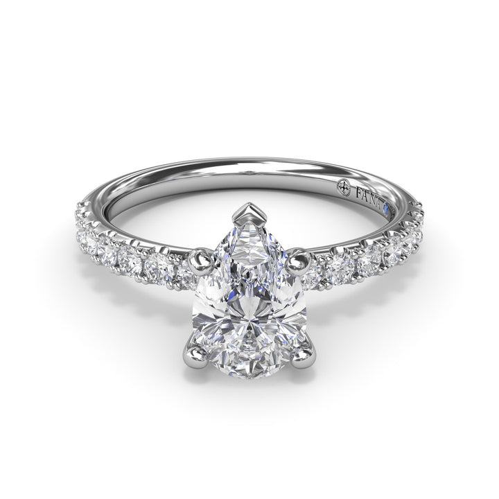 Classic Pave Pear Cut Engagement Ring