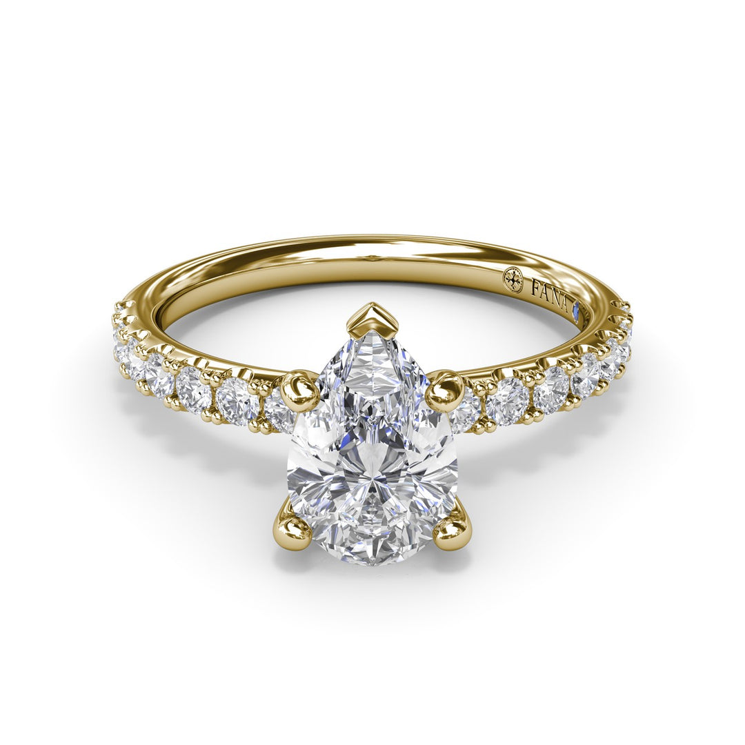 Classic Pave Pear Cut Engagement Ring