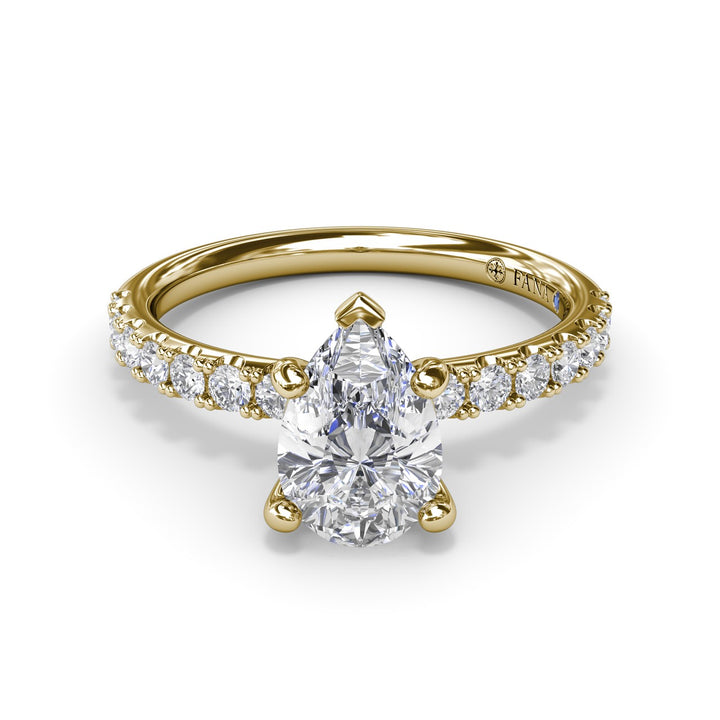 Classic Pave Pear Cut Engagement Ring