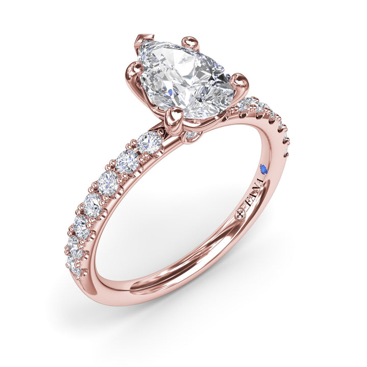 Classic Pave Pear Cut Engagement Ring