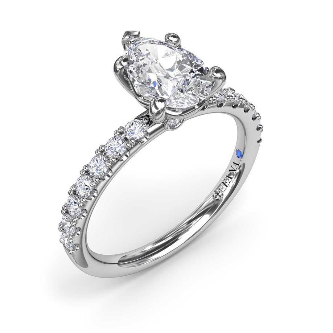 Classic Pave Pear Cut Engagement Ring