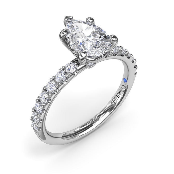 Classic Pave Pear Cut Engagement Ring