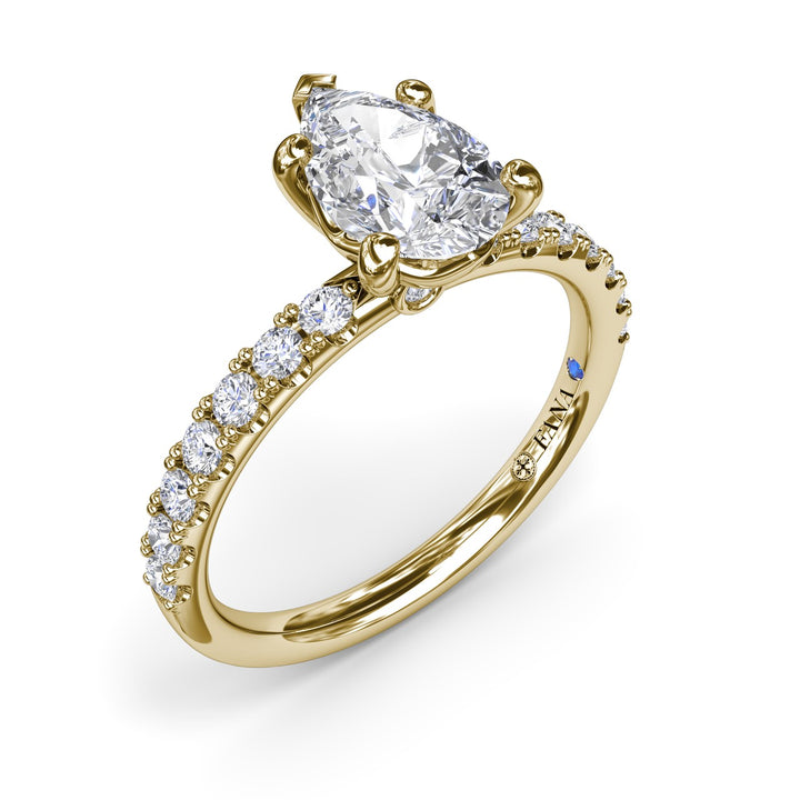 Classic Pave Pear Cut Engagement Ring
