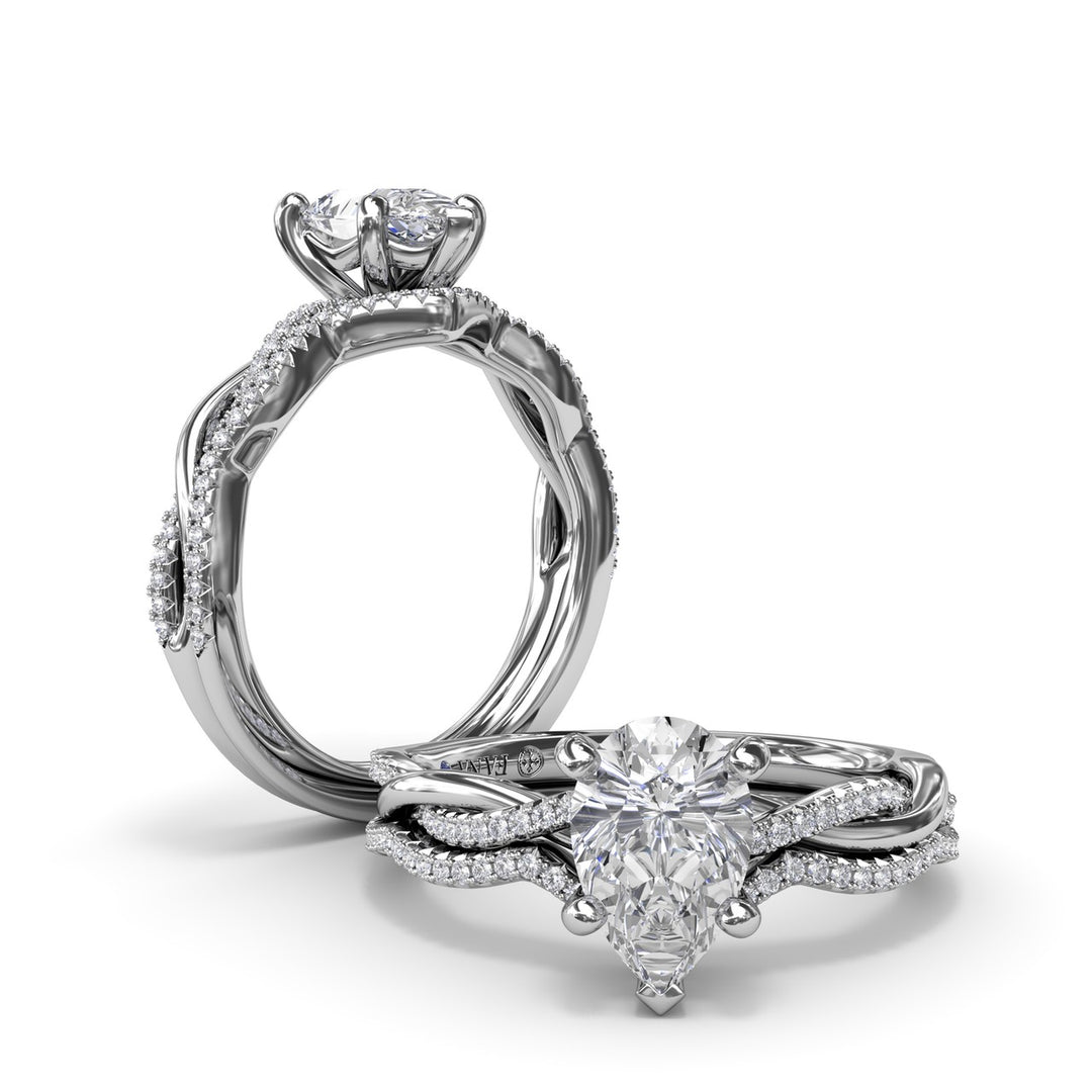 Gold And Diamond Twist Engagement Ring