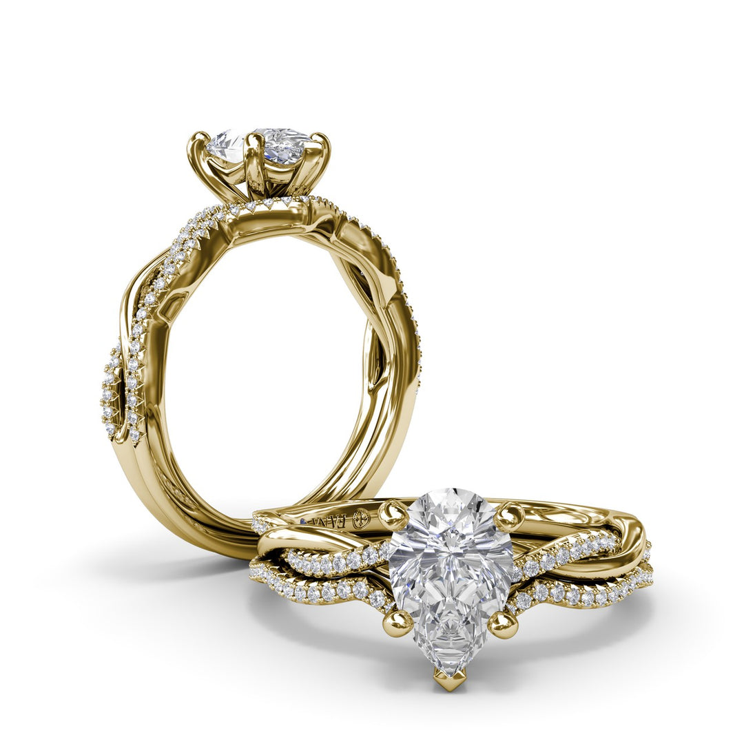 Gold And Diamond Twist Engagement Ring
