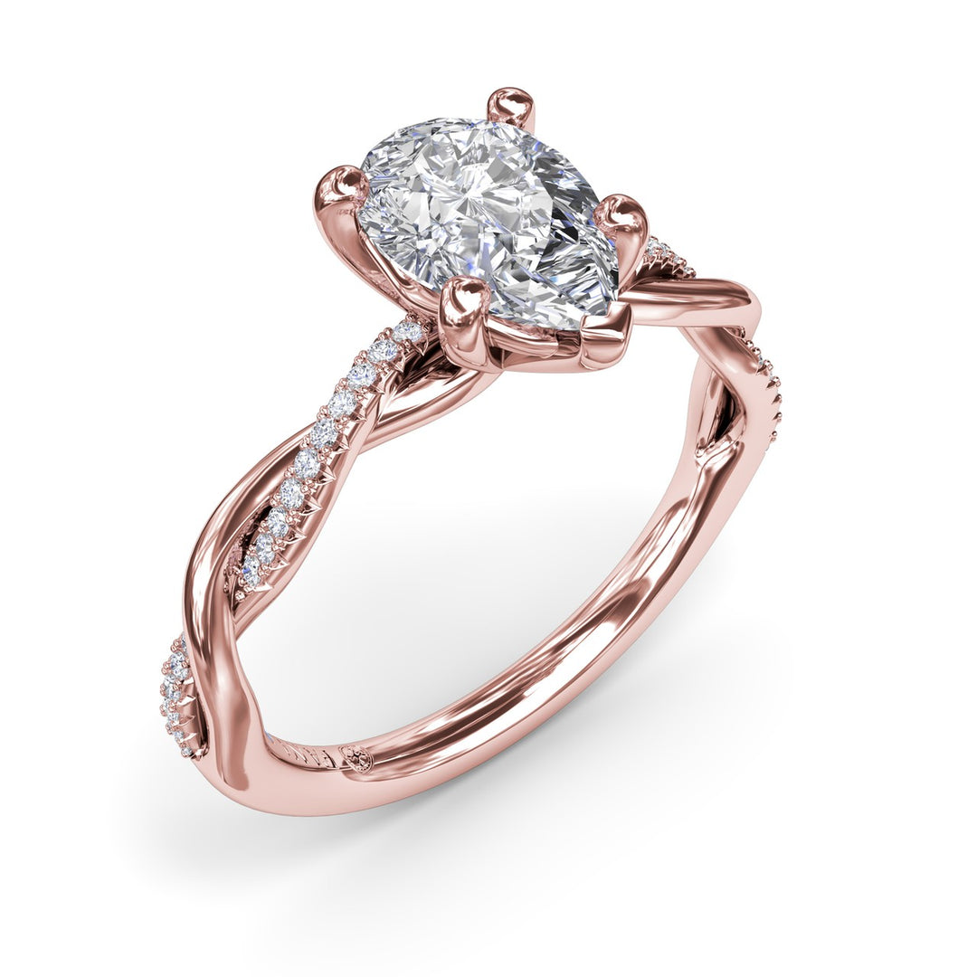 Gold And Diamond Twist Engagement Ring