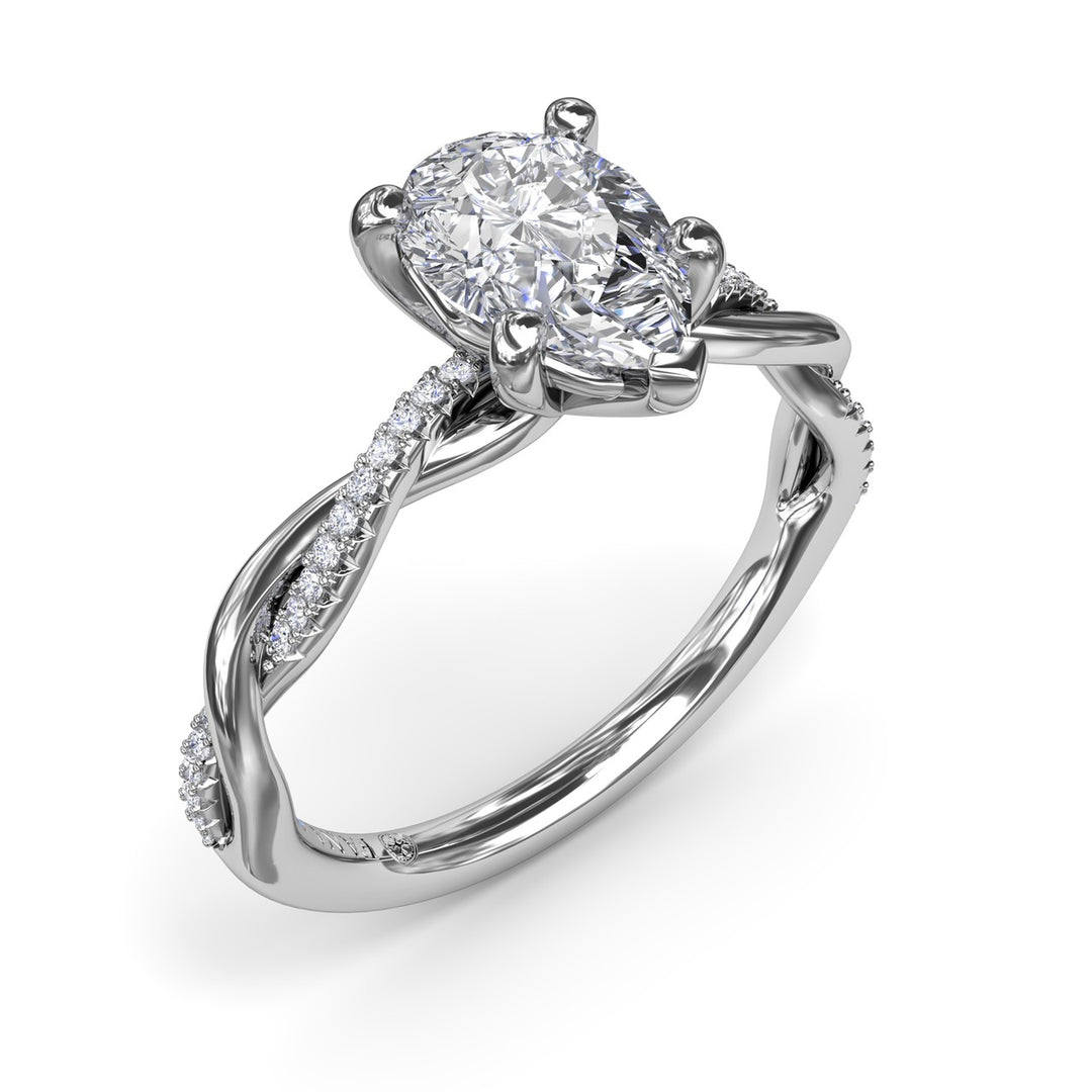Gold And Diamond Twist Engagement Ring