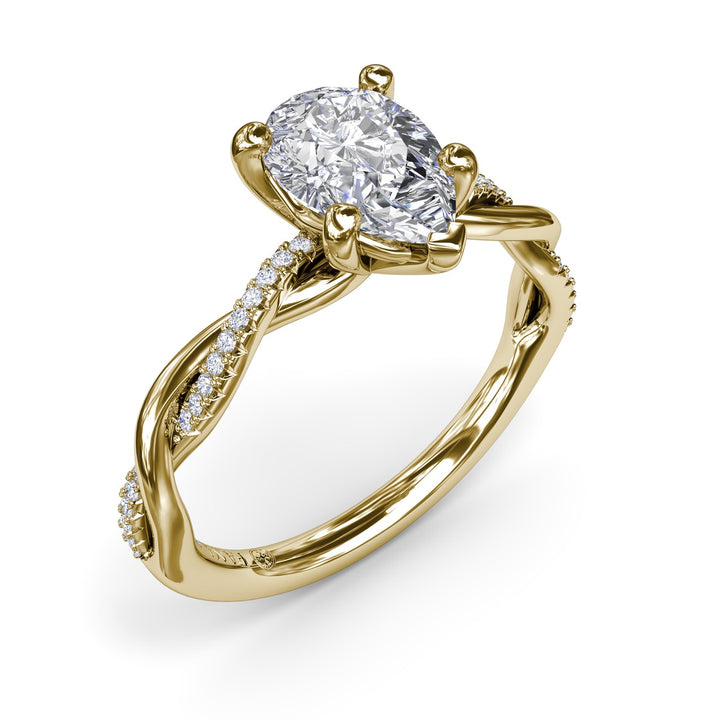 Gold And Diamond Twist Engagement Ring