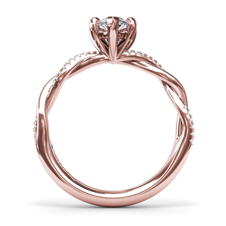 Gold And Diamond Twist Engagement Ring