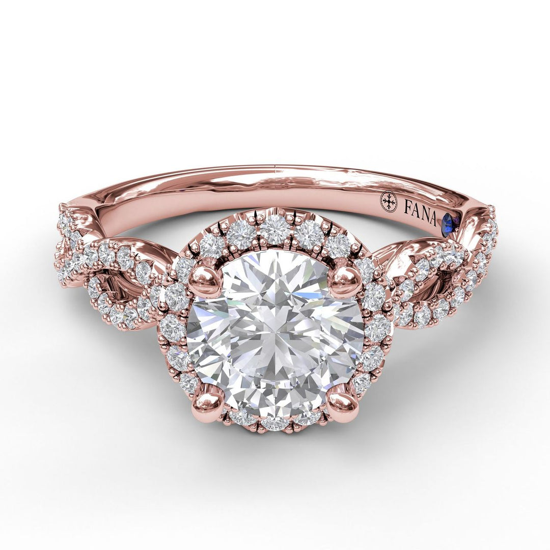 Round Halo Twist Engagement Ring