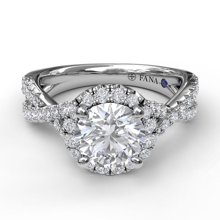 Round Halo Twist Engagement Ring