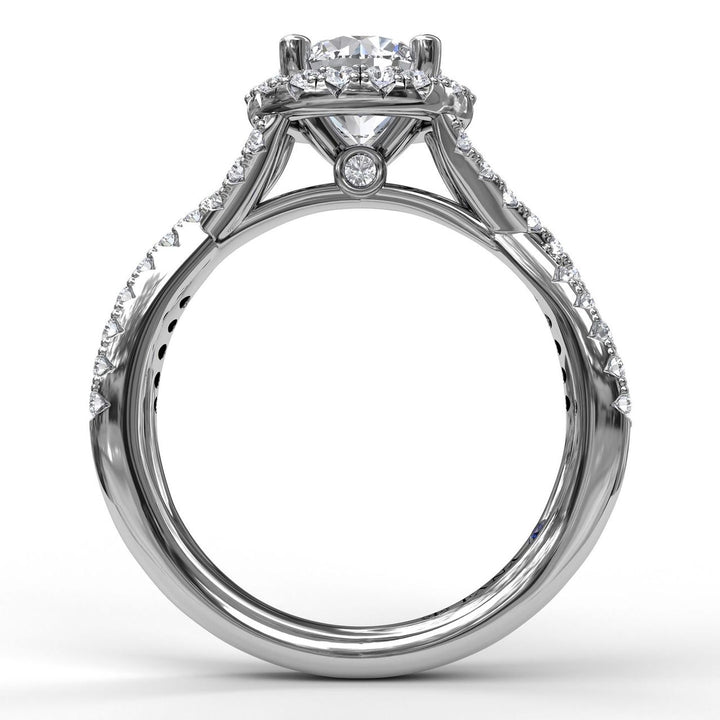 Round Halo Twist Engagement Ring