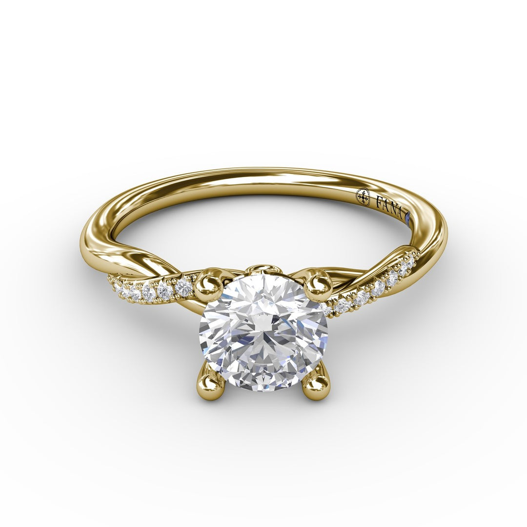 Classic Round Diamond Solitaire Engagement Ring With Twisted Shank