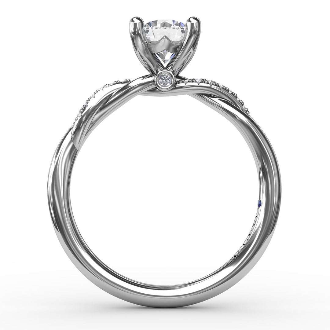 Classic Round Diamond Solitaire Engagement Ring With Twisted Shank