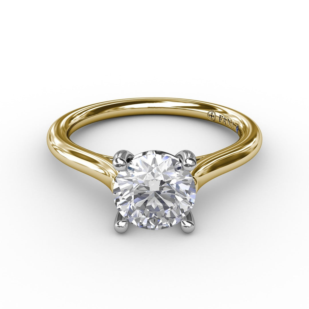 Classic Round Diamond Solitaire Engagement Ring With Cathedral Setting