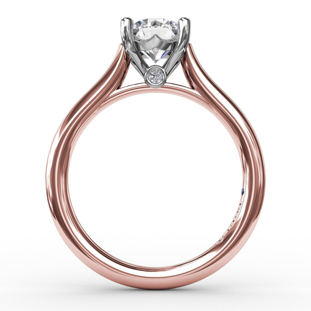 Classic Round Diamond Solitaire Engagement Ring With Cathedral Setting
