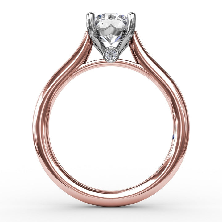 Classic Round Diamond Solitaire Engagement Ring With Cathedral Setting