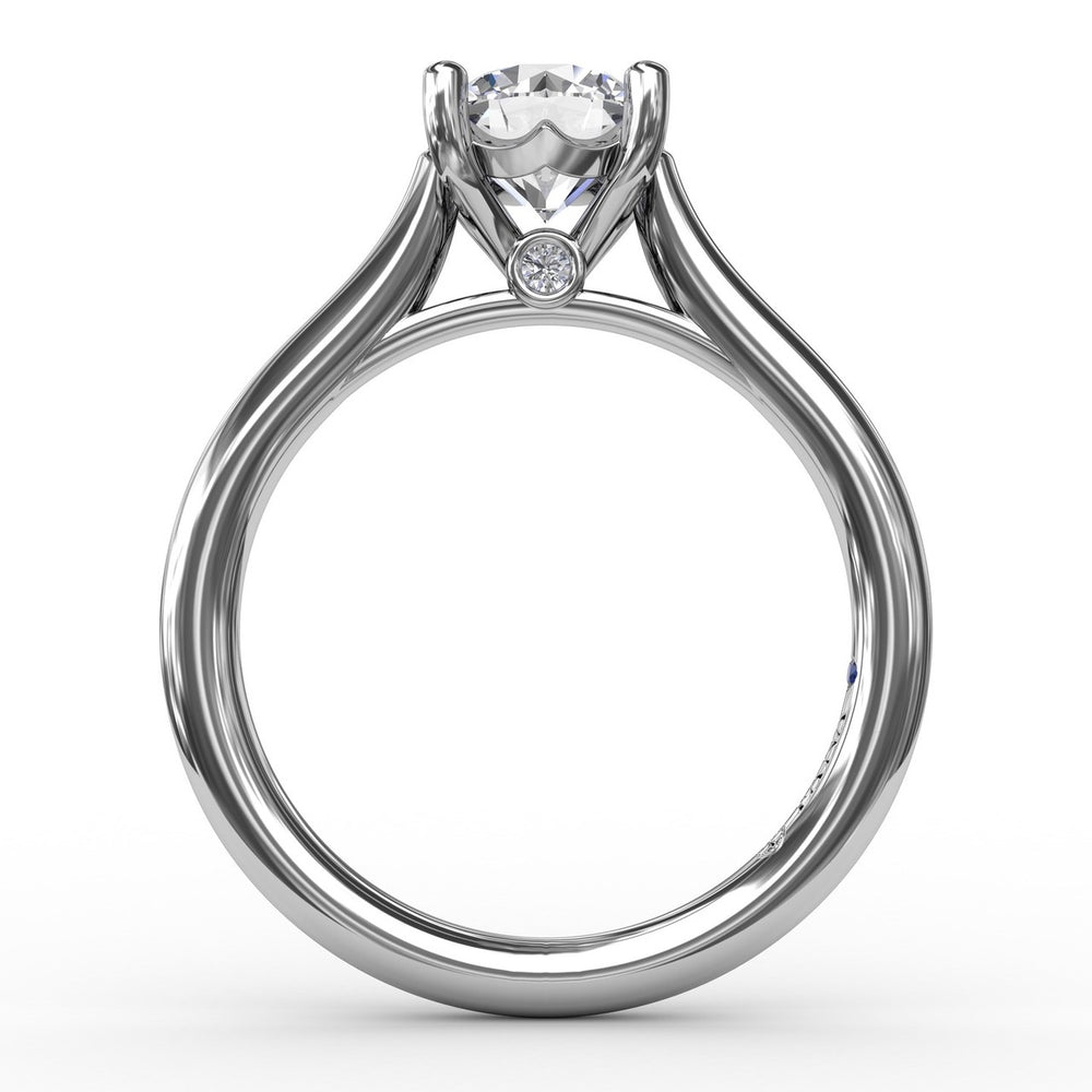 Classic Round Diamond Solitaire Engagement Ring With Cathedral Setting