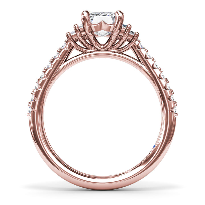 Emerald Cut Side Stone Engagement Ring