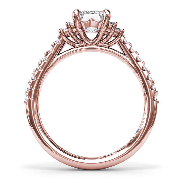 Emerald Cut Side Stone Engagement Ring
