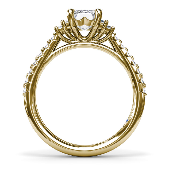 Emerald Cut Side Stone Engagement Ring