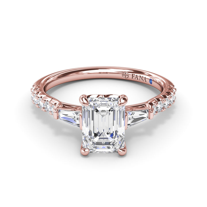 Emerald Cut and Tapered Baguette Engagement Ring