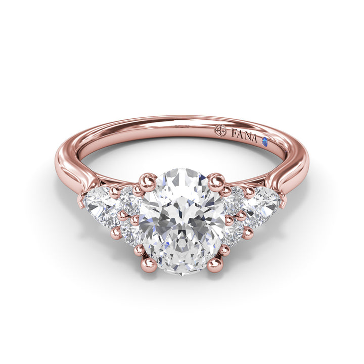 Pear Side Cluster Diamond Engagement Ring