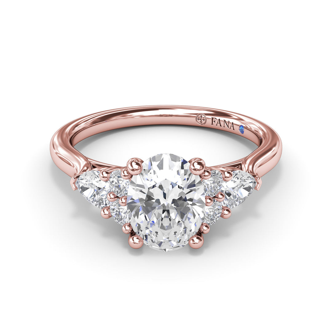 Pear Side Cluster Diamond Engagement Ring