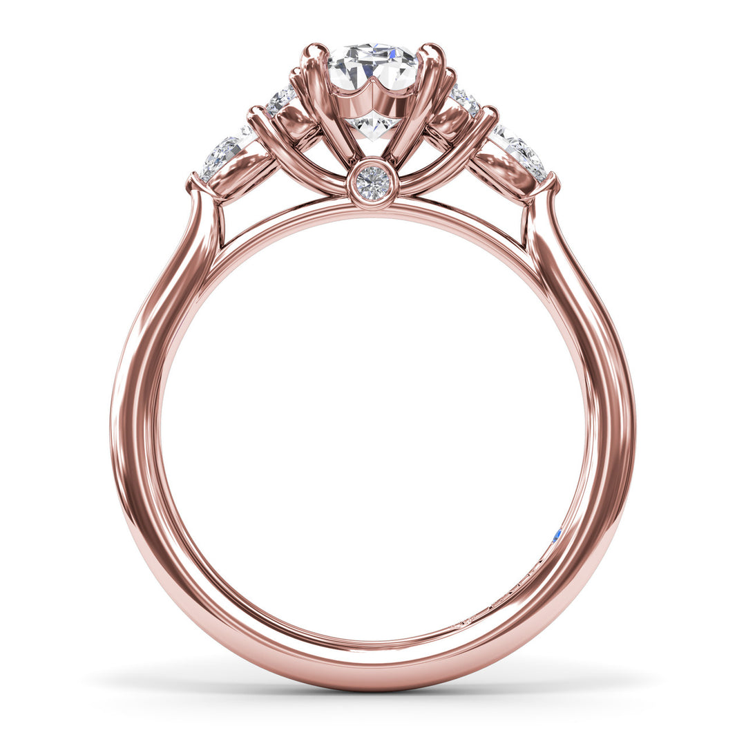 Pear Side Cluster Diamond Engagement Ring