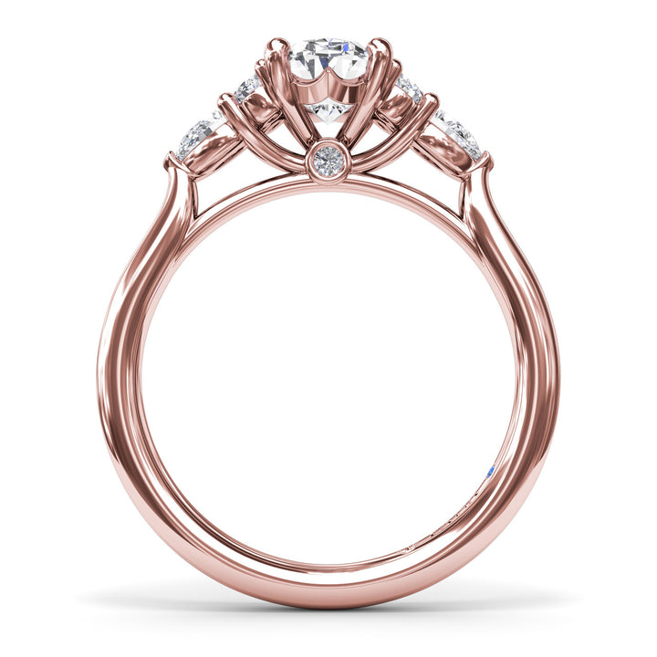 Pear Side Cluster Diamond Engagement Ring