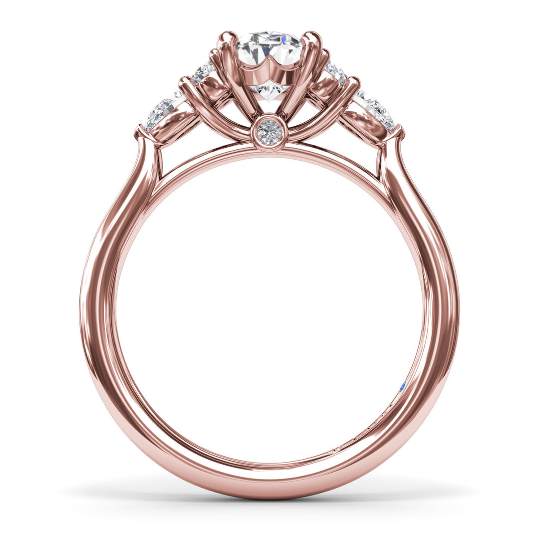 Pear Side Cluster Diamond Engagement Ring
