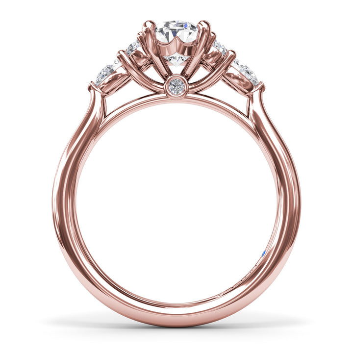 Pear Side Cluster Diamond Engagement Ring