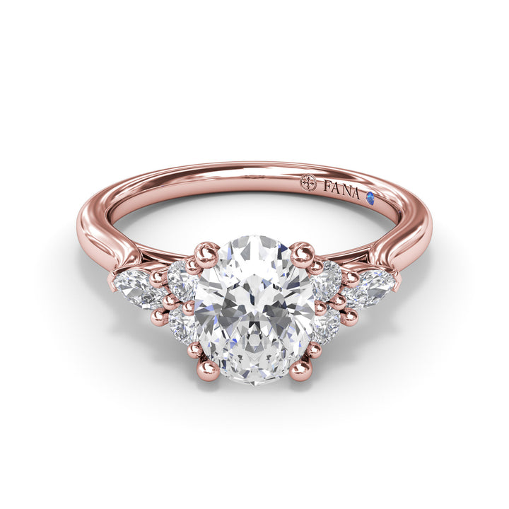 Marquise Side Cluster Diamond Engagement Ring