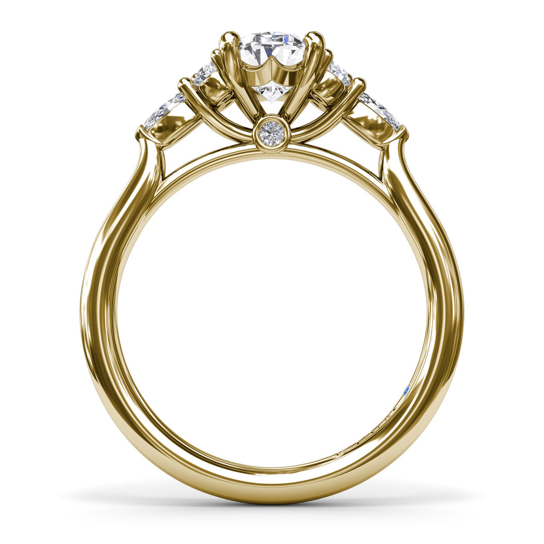 Marquise Side Cluster Diamond Engagement Ring