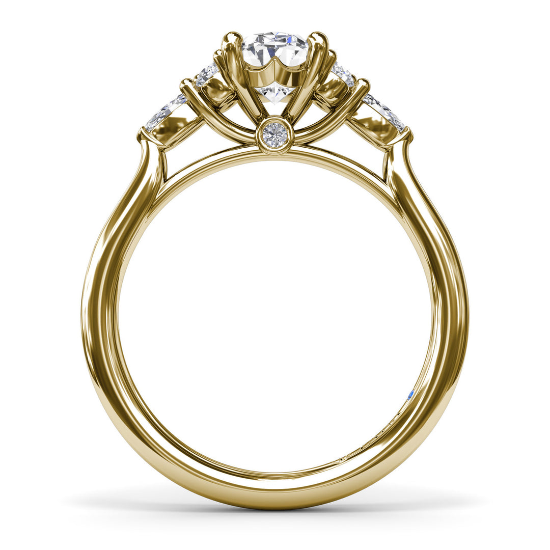 Marquise Side Cluster Diamond Engagement Ring