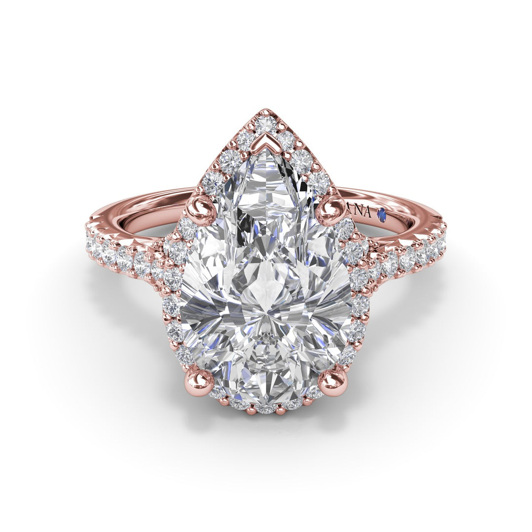 Split Shank Diamond Halo Engagement Ring