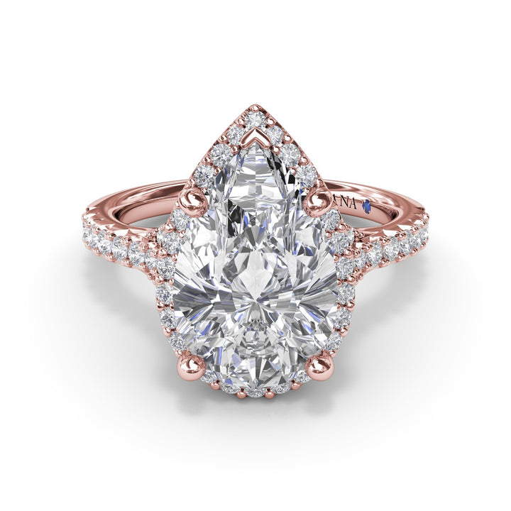 Split Shank Diamond Halo Engagement Ring