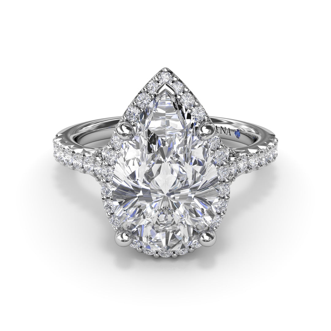 Split Shank Diamond Halo Engagement Ring