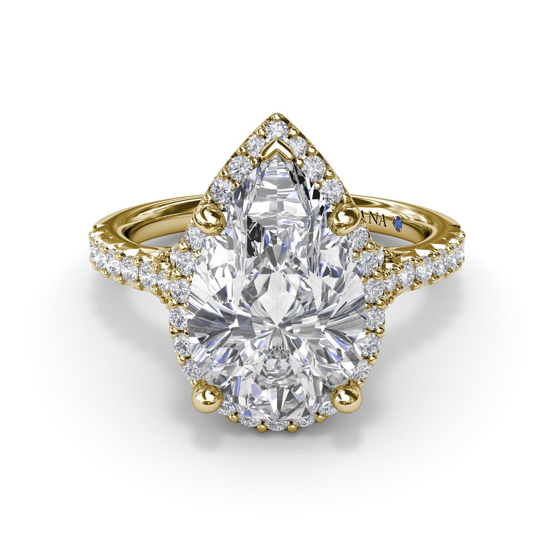 Split Shank Diamond Halo Engagement Ring