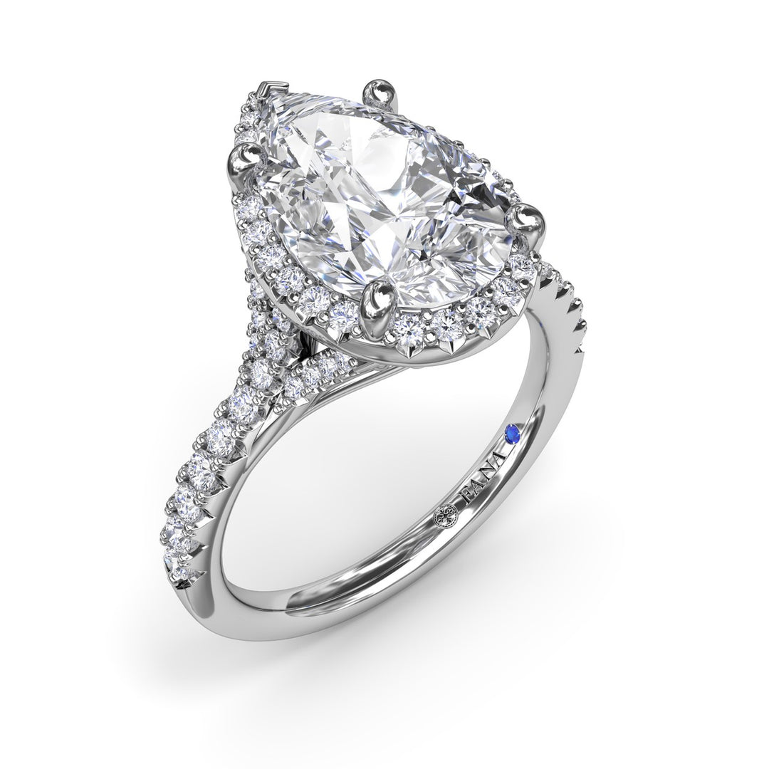 Split Shank Diamond Halo Engagement Ring